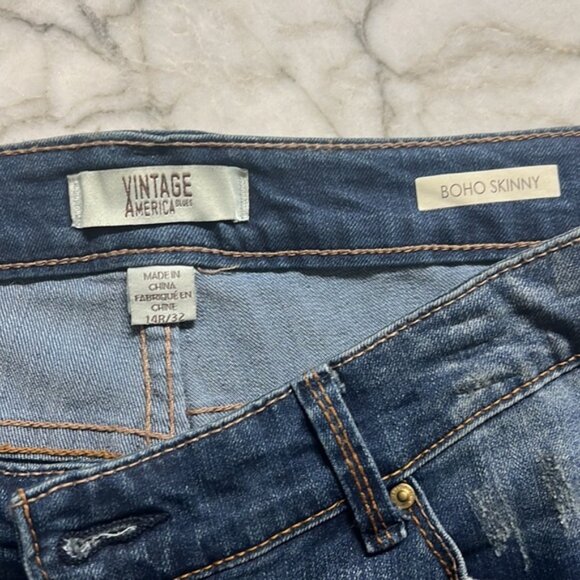 Vintage America, blues, BoHo skinny jeans, women’s size 14R/32 - Picture 4 of 7
